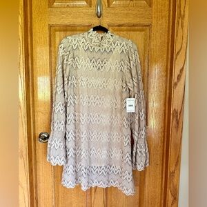 Free People Cream and Black Lace Dress
